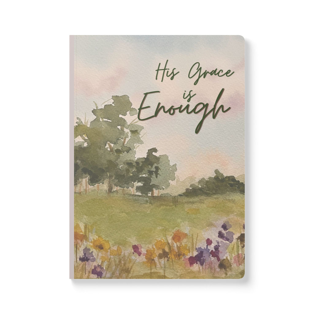 Softcover Journal — "His Grace is Enough" Floral Watercolor Christian Notebook